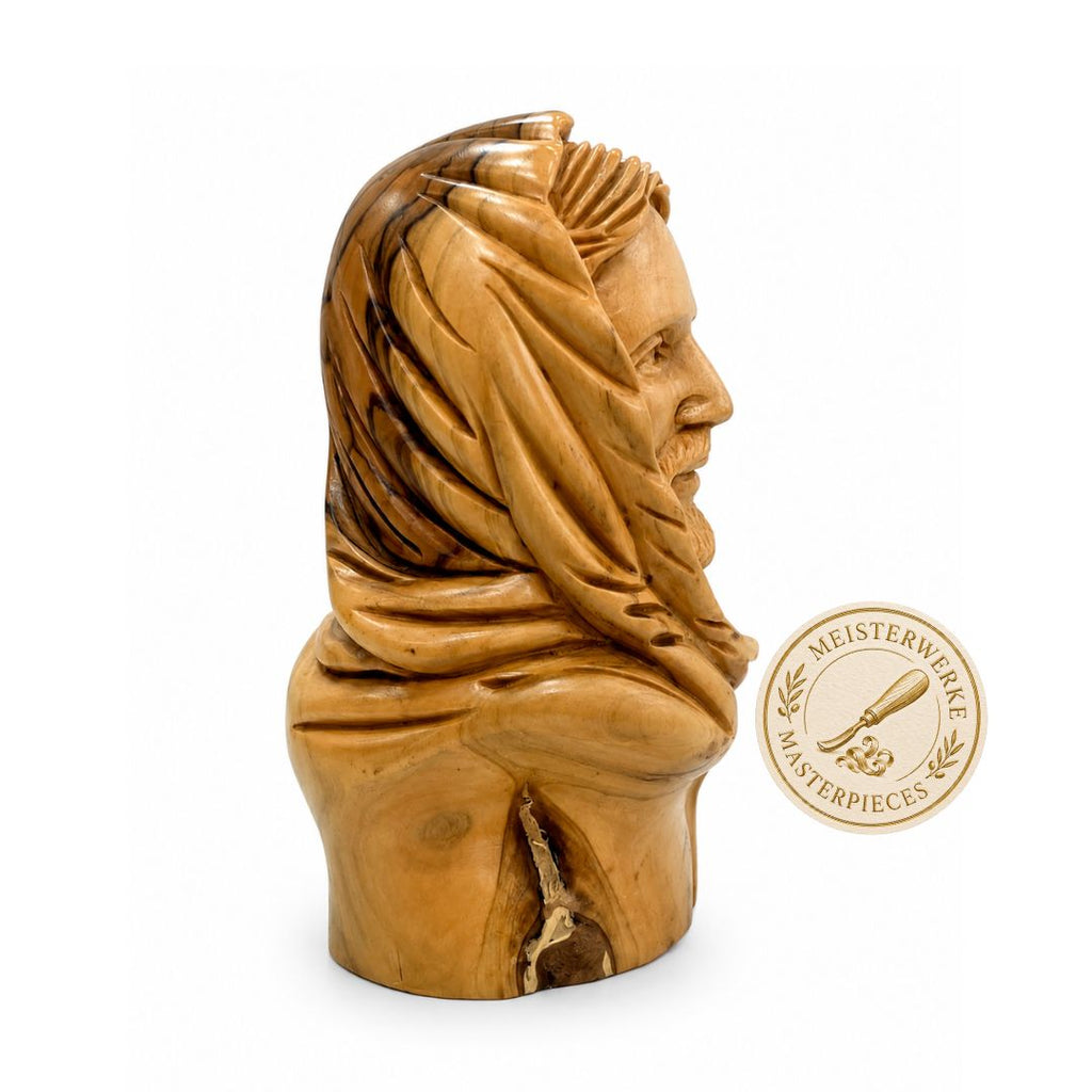 Jesus Christ Hooded Bust – Handcrafted Olive Wood Sculpture from Bethlehem-1