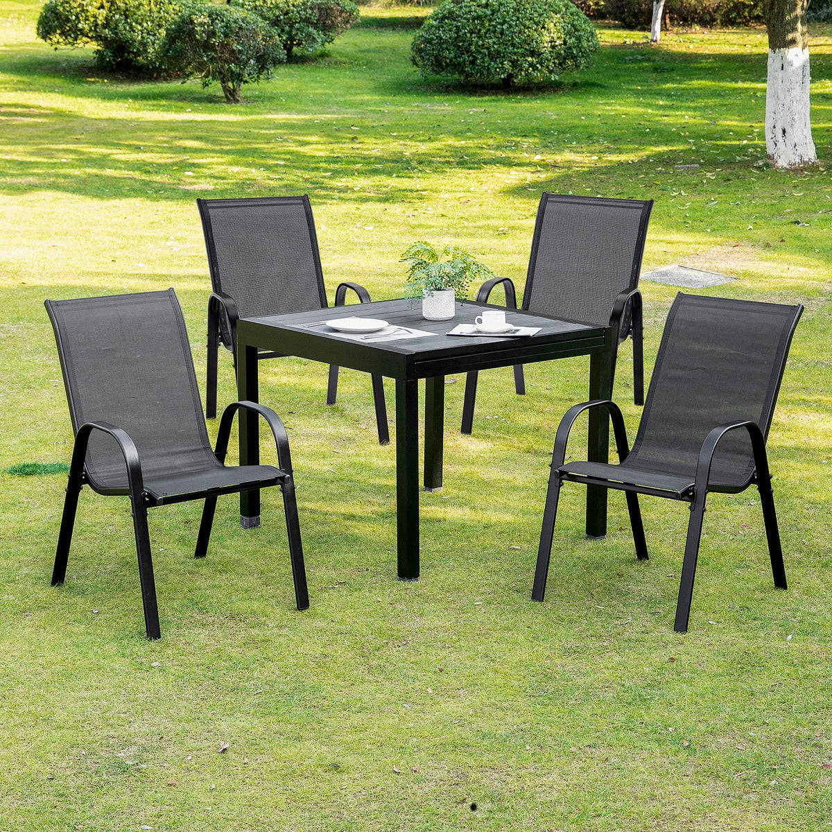 4-Piece Dining Chair Set with Armrests-1