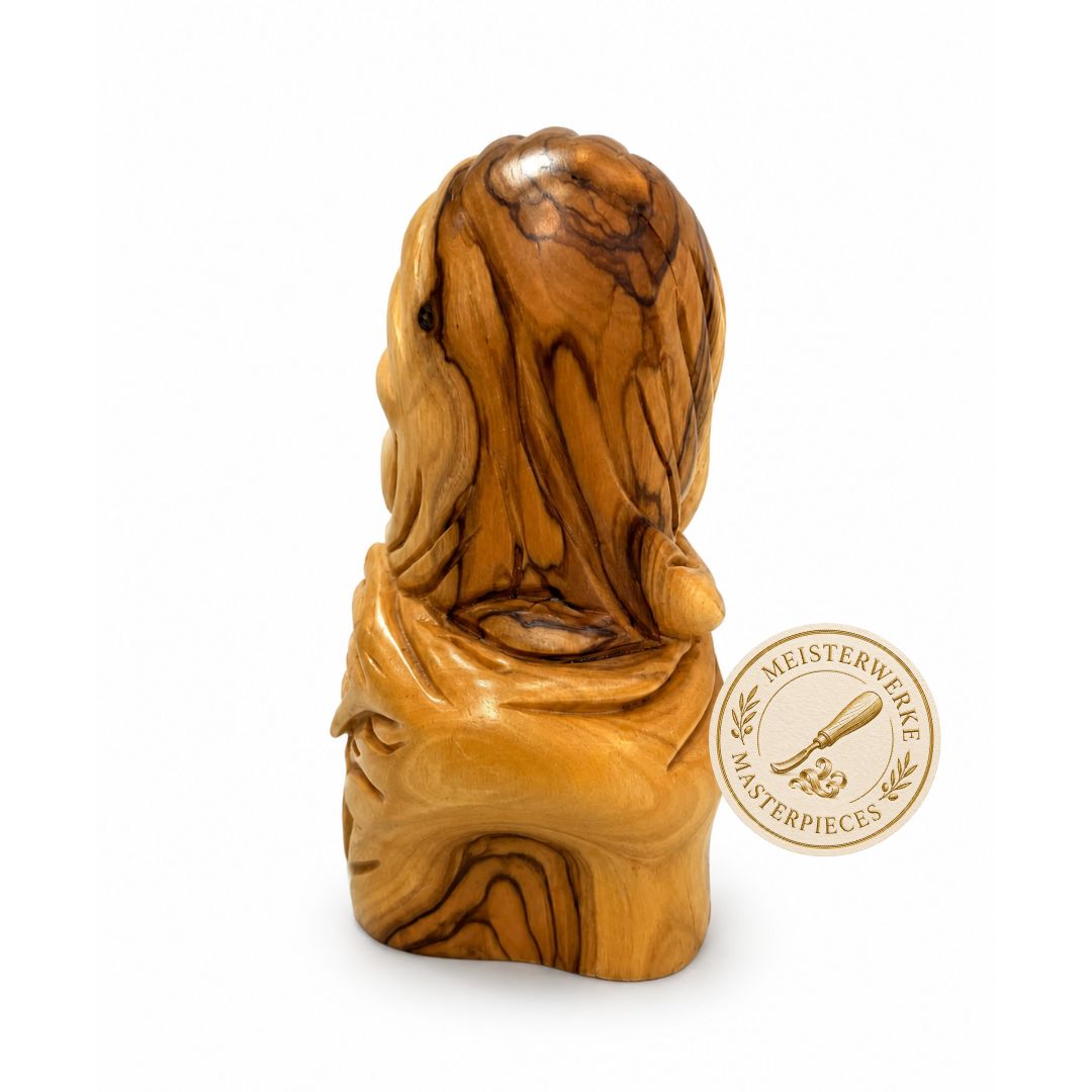 Jesus Christ Hooded Bust – Handcrafted Olive Wood Sculpture from Bethlehem-2