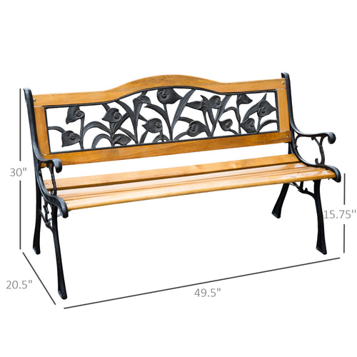 50" 2-Seater Cast Iron & Wood Garden Bench