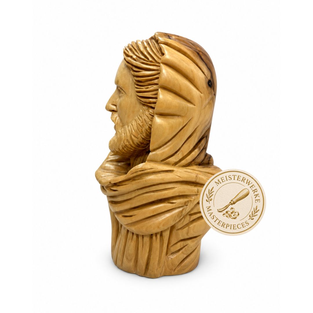 Jesus Christ Hooded Bust – Handcrafted Olive Wood Sculpture from Bethlehem-3