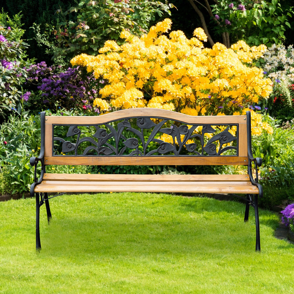 50" 2-Seater Cast Iron & Wood Garden Bench