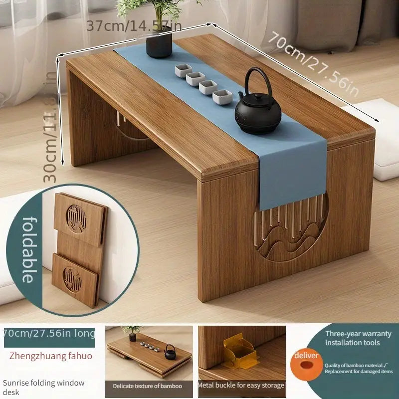 Folding Bamboo Coffee Table - Tatami-Style-3