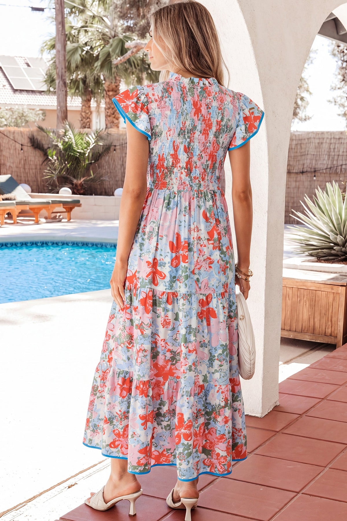 Nina Flutter Sleeve Long Dress-1