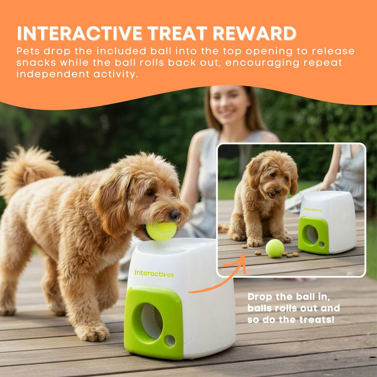 AFP Interactive Treat Reward Dog Toy - Enrichment Play Ball Drop Snack Dispenser-2