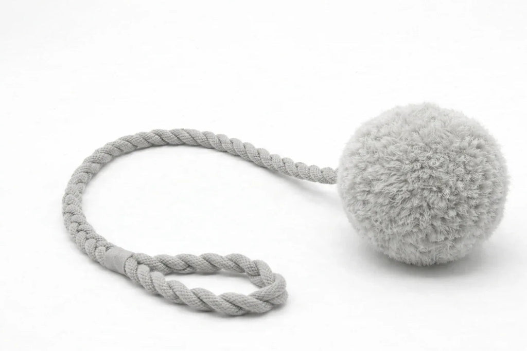 Wool Pom Tug Toy - Grey-0