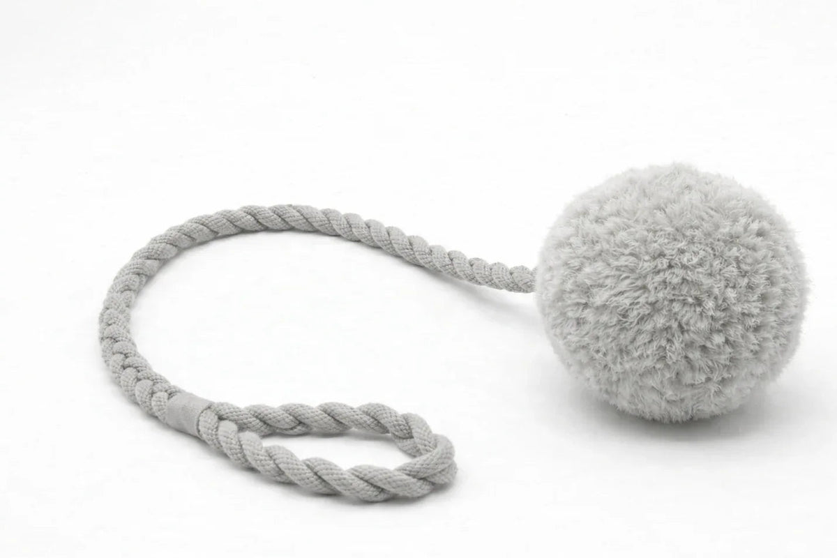 Wool Pom Tug Toy - Grey-0