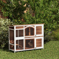 Two-Tier Wooden Rabbit Hutch with Openable Roof & Tray