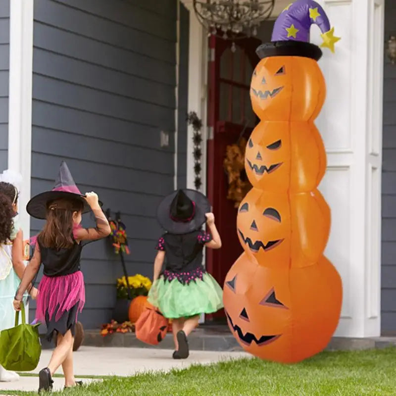 Halloween Inflatable LED Wizard Pumpkin Yard Decoration-3