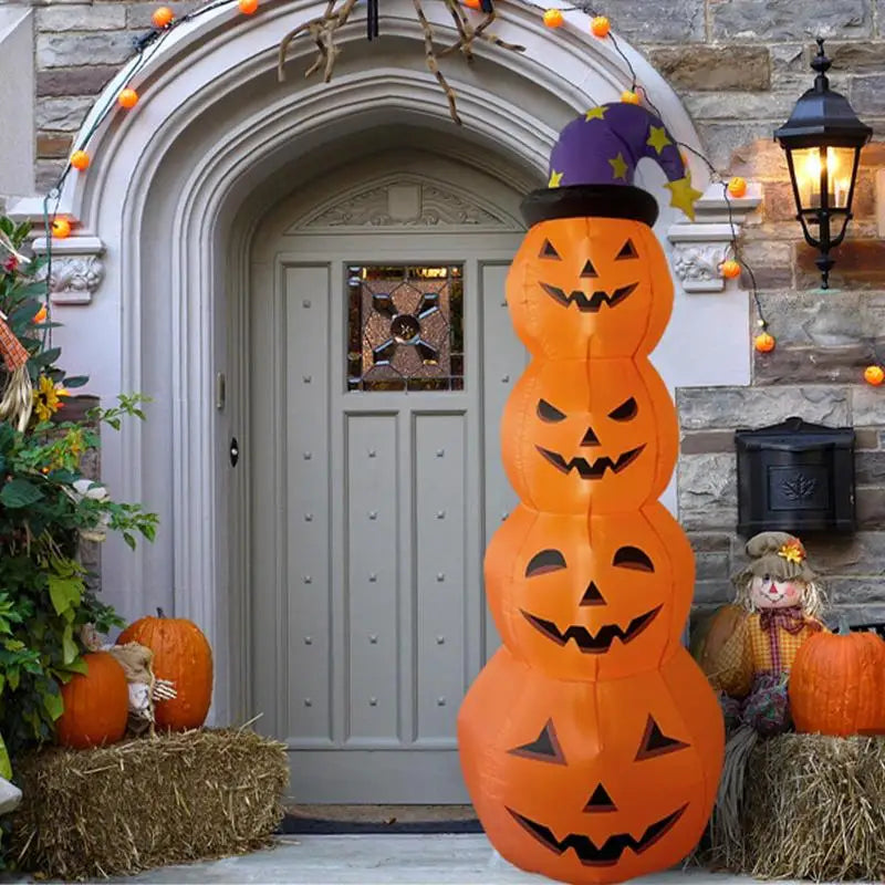 Halloween Inflatable LED Wizard Pumpkin Yard Decoration-4