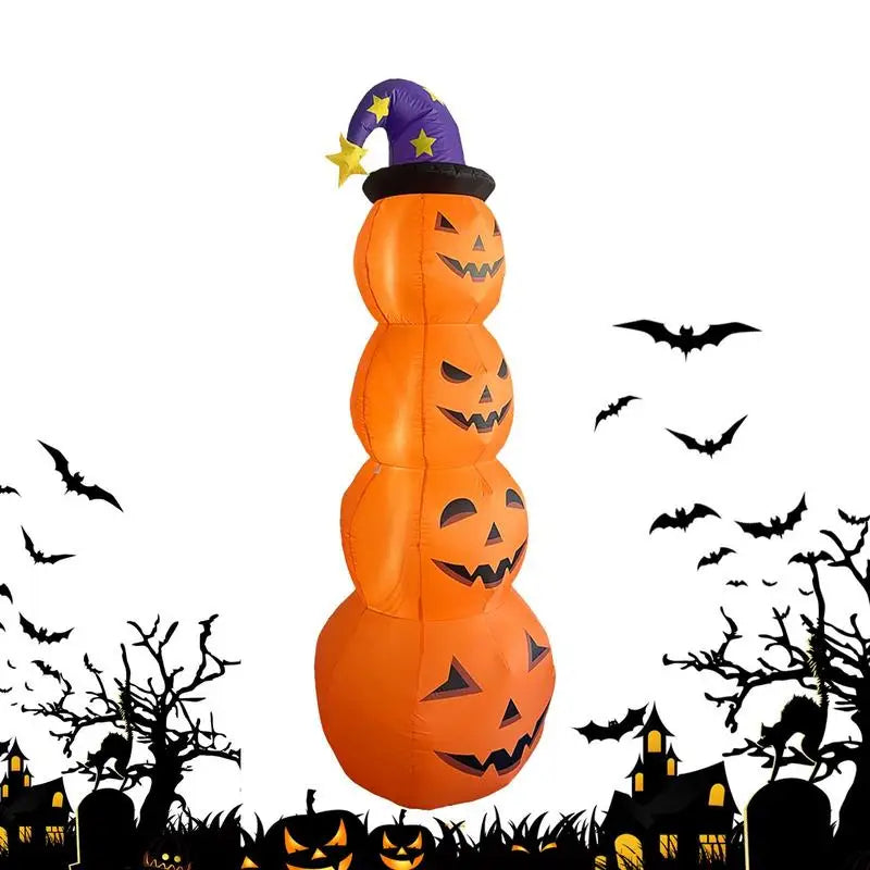 Halloween Inflatable LED Wizard Pumpkin Yard Decoration-1