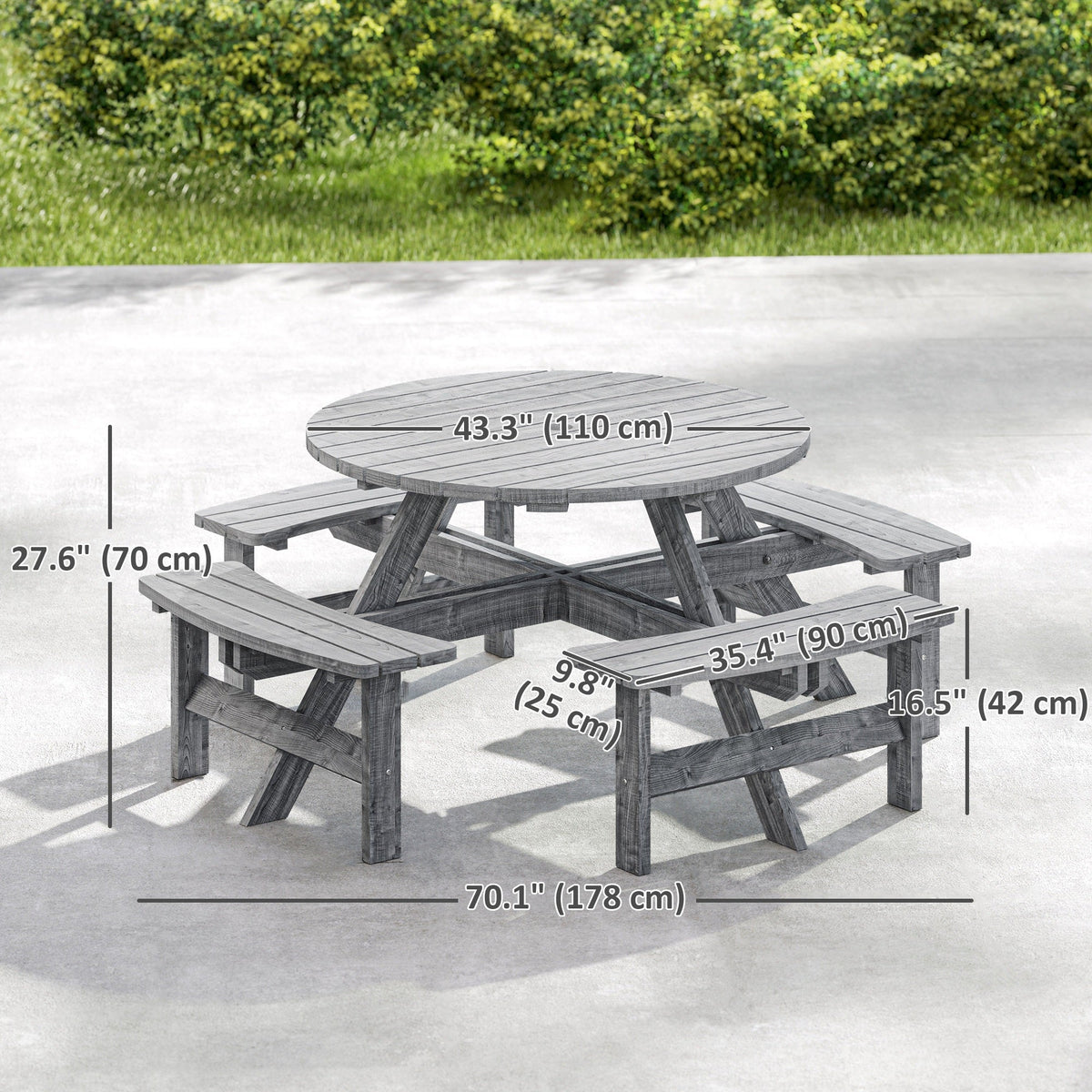 8-Seater Round Wooden Pub Bench and Picnic Table-2