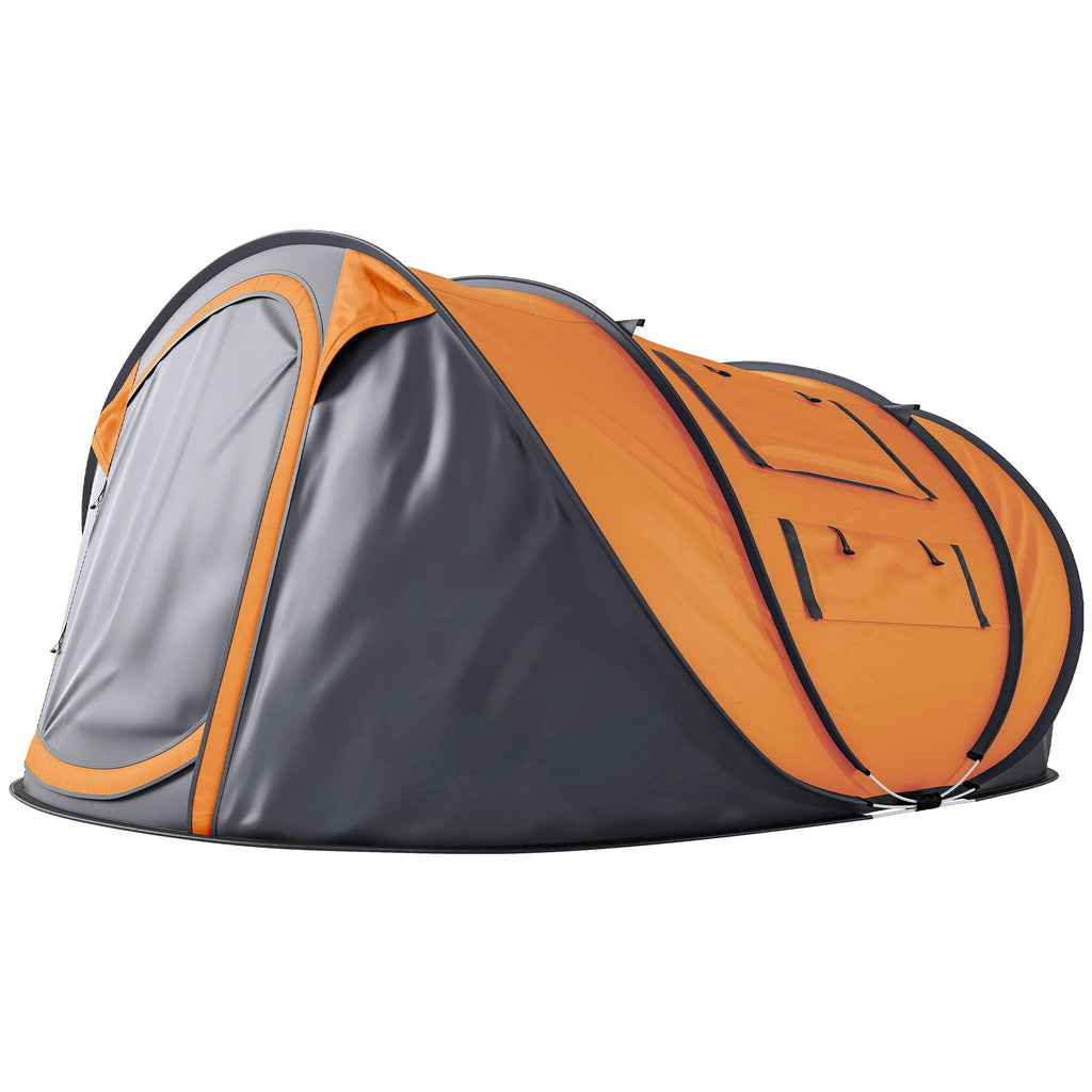 Orange 4-Person Pop-Up Camping Tent with Carry Bag