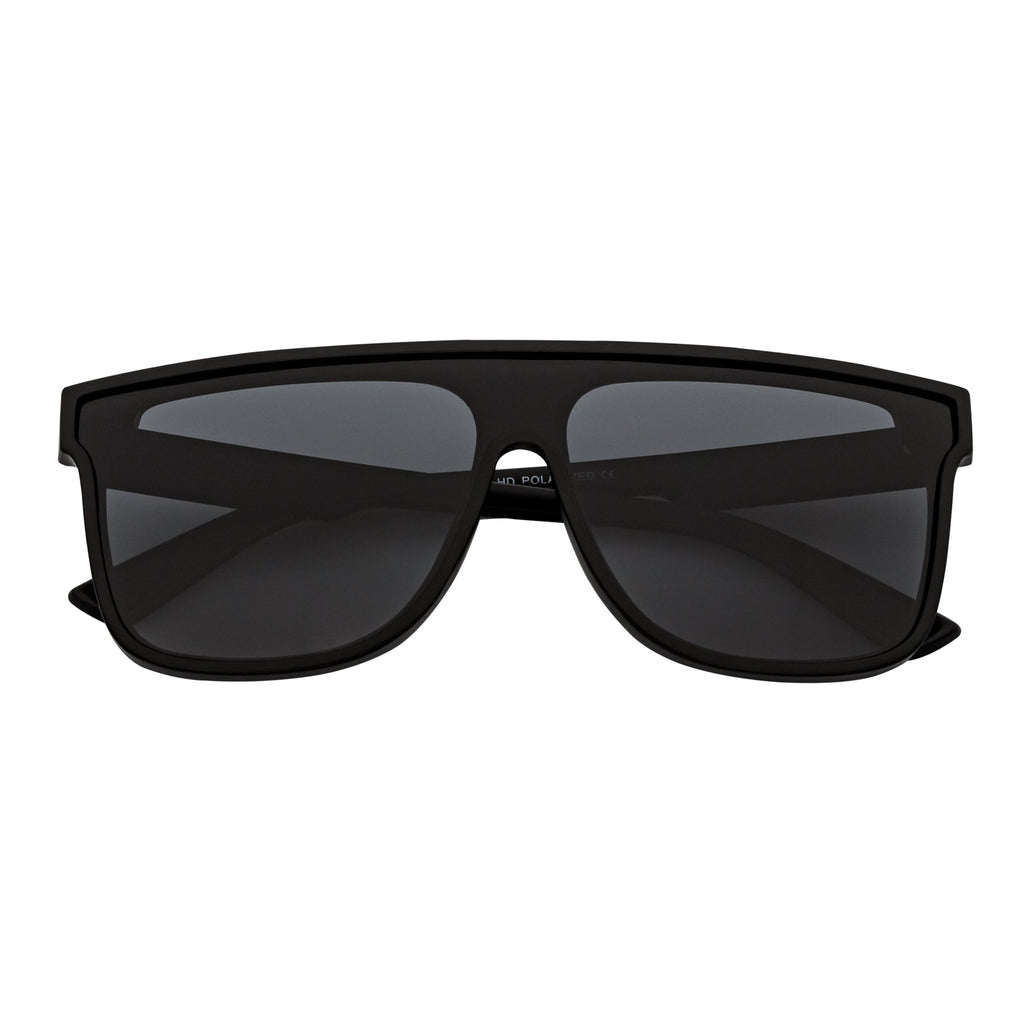 AEON - Square Flat Top Shield Polarized Sunglasses Mono  Black Smoke-0
