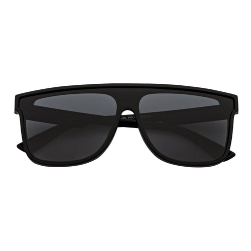AEON - Square Flat Top Shield Polarized Sunglasses Mono  Black Smoke-0