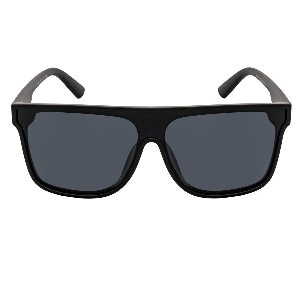 AEON - Square Flat Top Shield Polarized Sunglasses Mono  Black Smoke-2