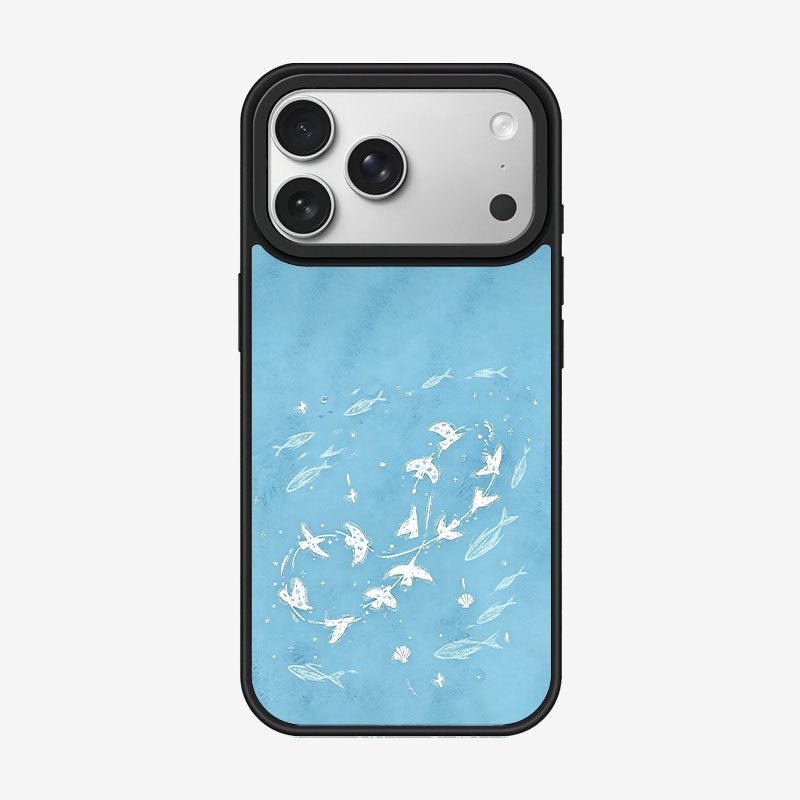 Casey Birds and Fish Ocean Blue Magnetic Matte Phone Case – Anti-Fingerprint Protective Cover-0