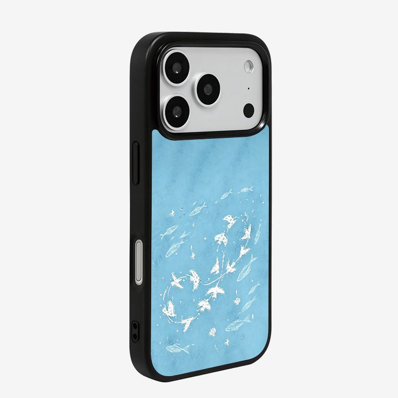 Casey Birds and Fish Ocean Blue Magnetic Matte Phone Case – Anti-Fingerprint Protective Cover-1