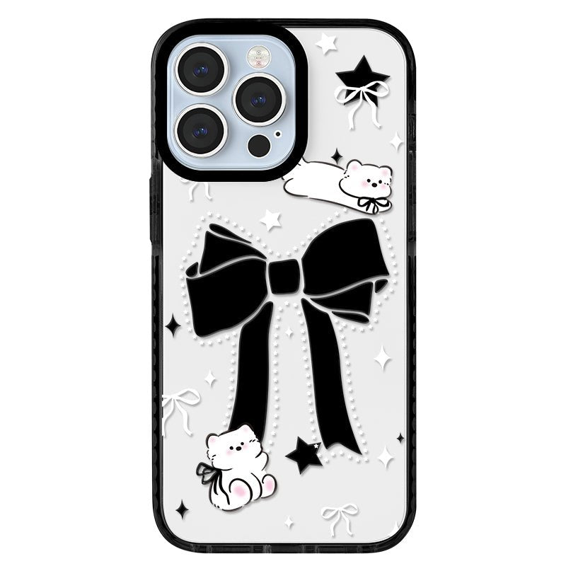 Casey Sparkling Black Bow Kitten Clear AG Matte Phone Case – Slim MagSafe Anti-Fingerprint TPU Protective Cover-0