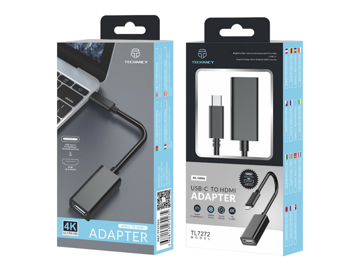 Adaptador Techancy USB-C para HDTV 4K*2K, TL7270, Preto-2