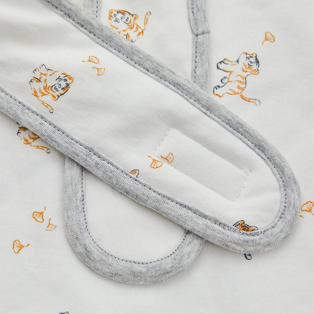 Lively Tiger Light Cotton Baby White Swaddle Wrap