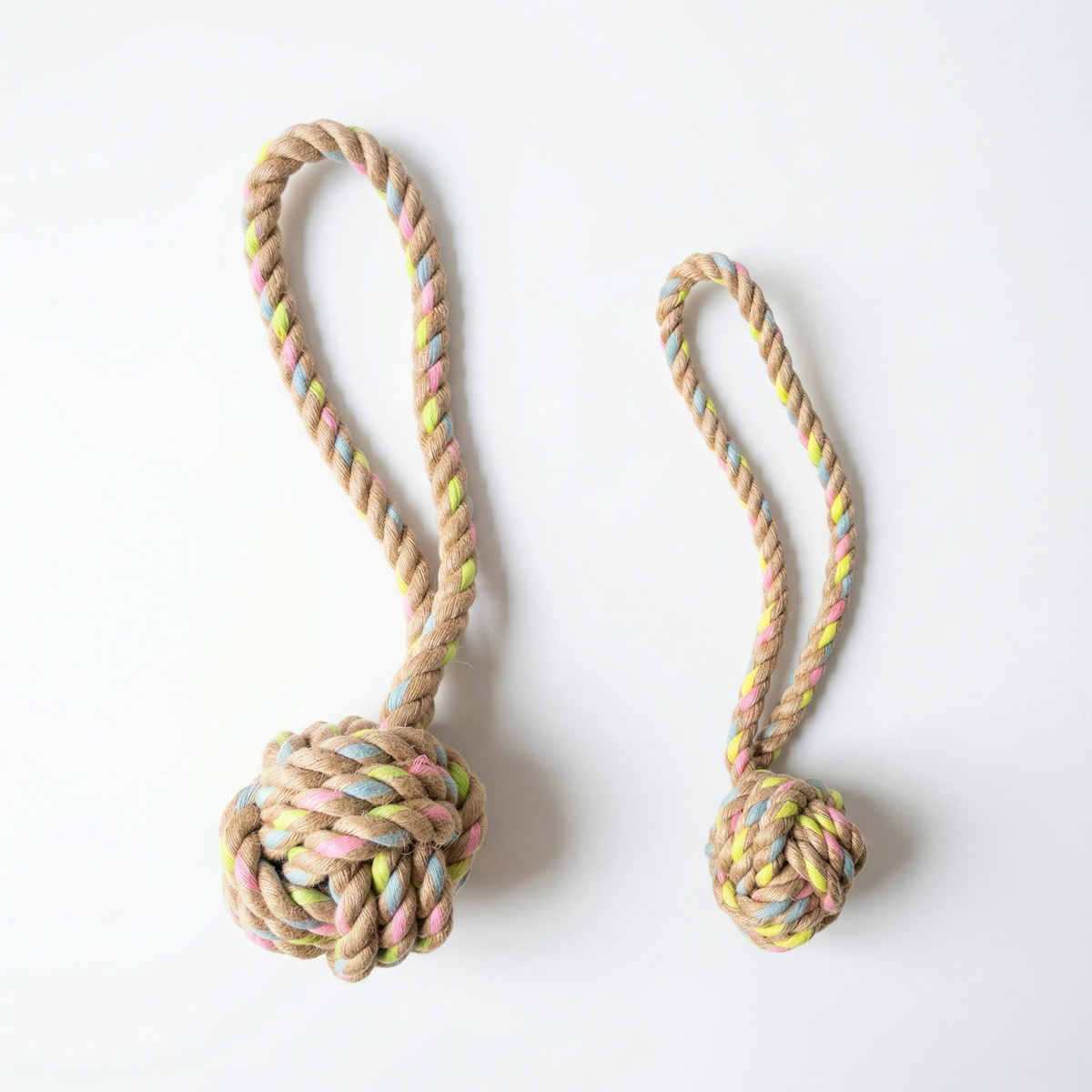 Rainbow Joy Hemp Rope Tug Toys ｜Small and Large-2