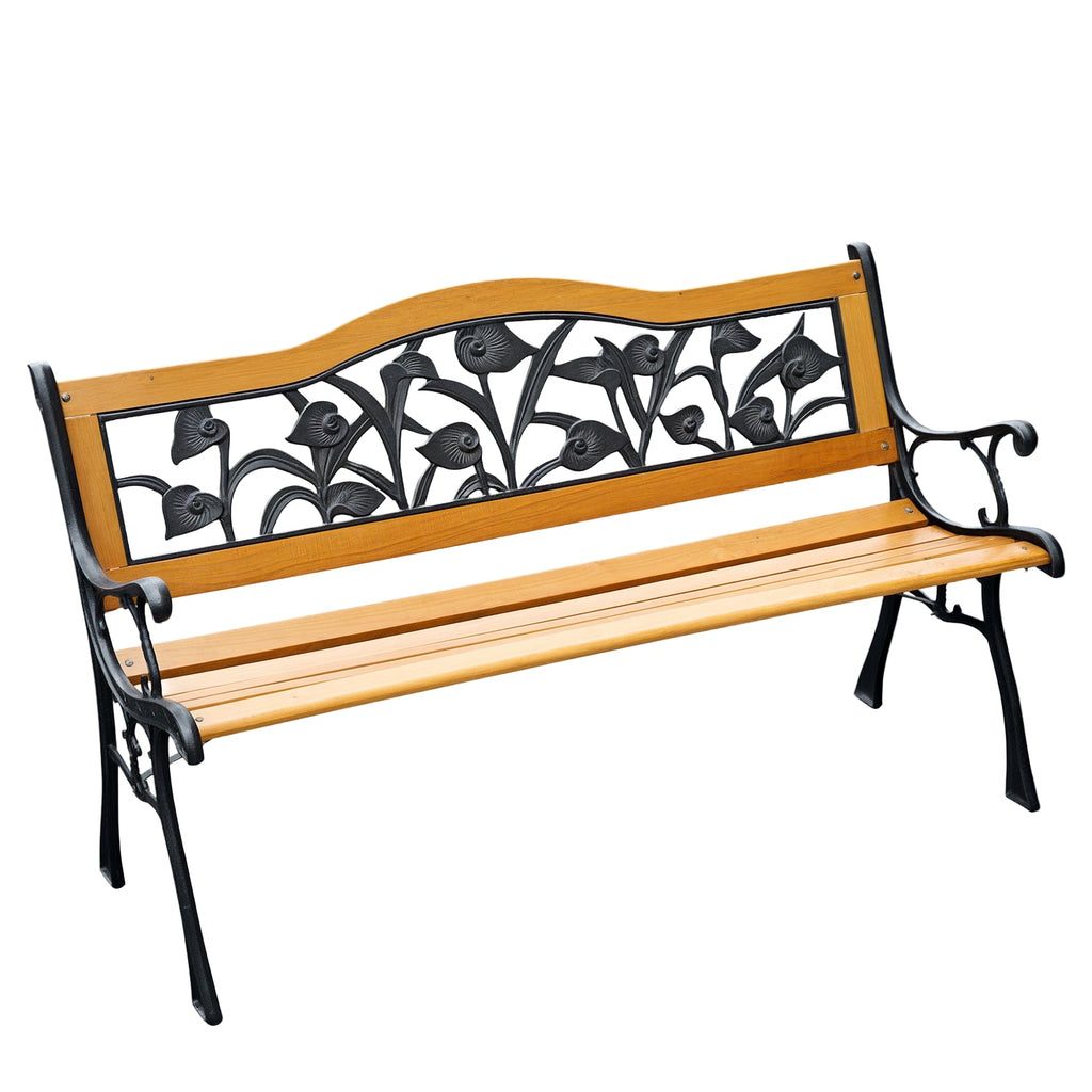 50" 2-Seater Cast Iron & Wood Garden Bench