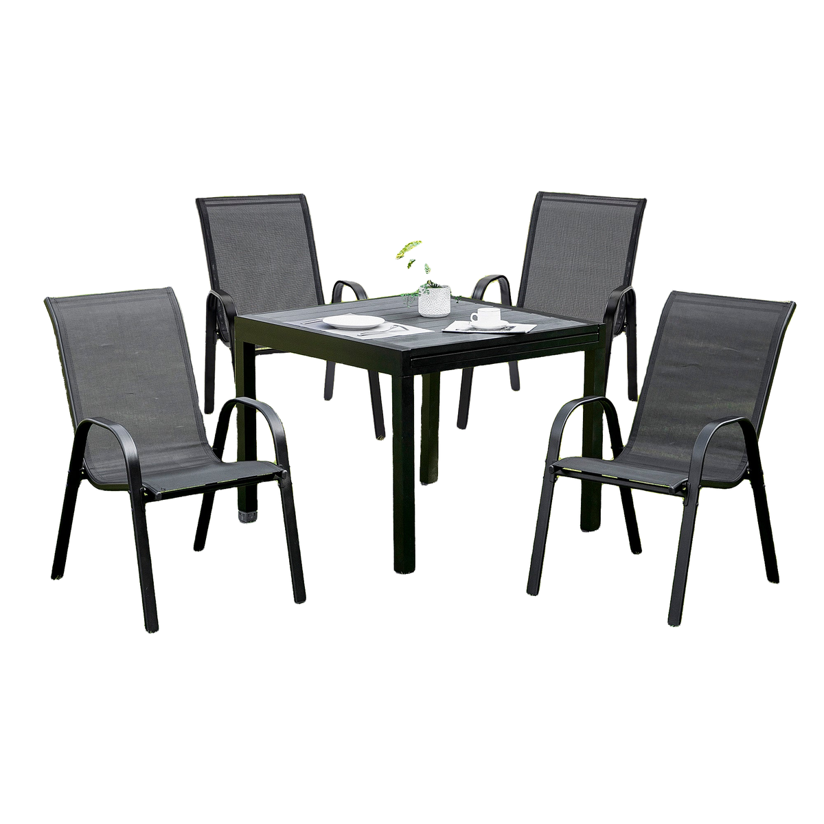 4-Piece Dining Chair Set with Armrests-0