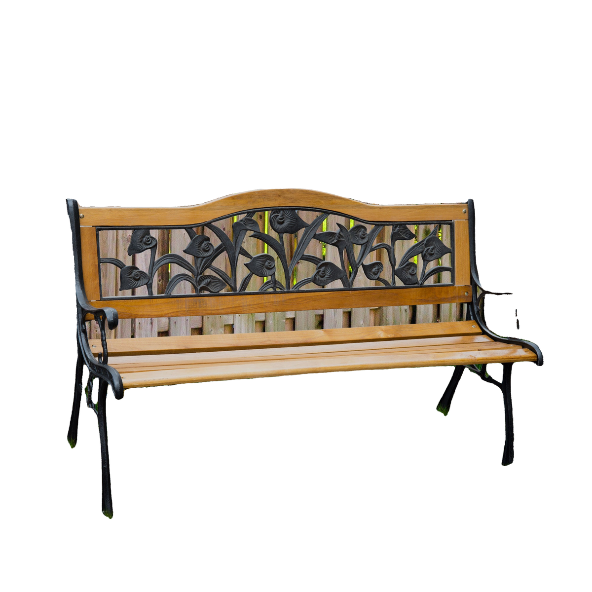 50" 2-Seater Cast Iron & Wood Garden Bench